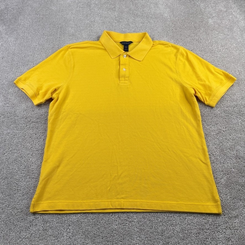 Scott Barber Polo Shirt Mens Large Yellow Pima Cotton Collared‎ Preppy